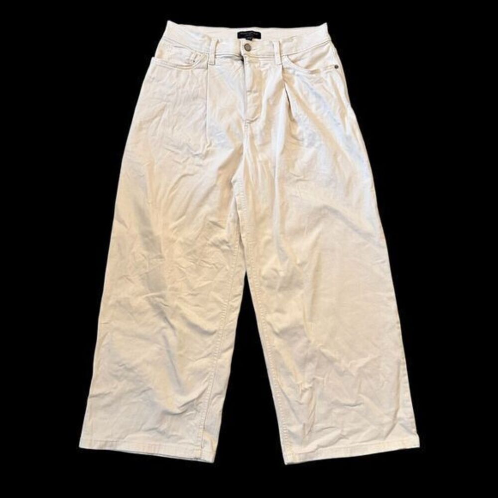 Banana Republic White Cream Wide Leg Cropped Pleated Jeans Pants‎ Size 29 (8/10)